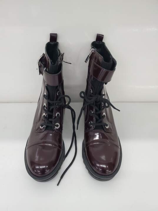 Marc Fisher LTD Bristyn Burgundy Patent Leather Lace Up Combat Boot Size-7 image number 1