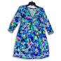 Lilly Pulitzer Womens Multicolor Floral Pleated V-Neck Fit & Flare Dress Size XS image number 1