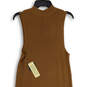 NWT Womens Brown Mock Neck Sleeveless Knitted Midi Sweater Dress Size Large image number 4