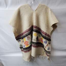 Unbranded Beige Woven Wool Poncho alternative image