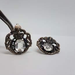 Sterling Silver Gems Stone Clip on 1in Earrings 14.7g alternative image