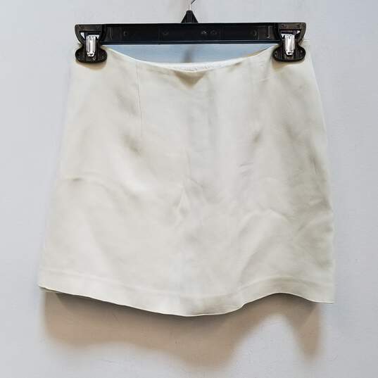 Womens Pearl White Flat Front Side Zip Short A-Line Skirt Size XS image number 1