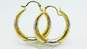 14K White & Yellow Gold Puffed Tapered Hoop Earrings 2.0g image number 1