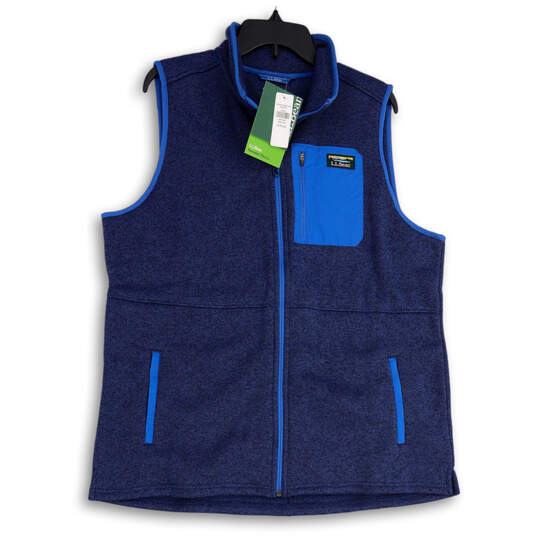 NWT Womens Blue Fleece Mock Neck Full-Zip Sweater Vest Size 1X Plus image number 1