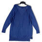 Womens Blue Knitted V-Neck Long Sleeve Side Slit Pullover Sweater Size 1X image number 2