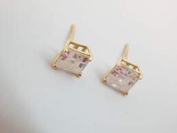 14K Yellow Gold Princess Cut Cubic Zirconia Stud Earrings 1.4g