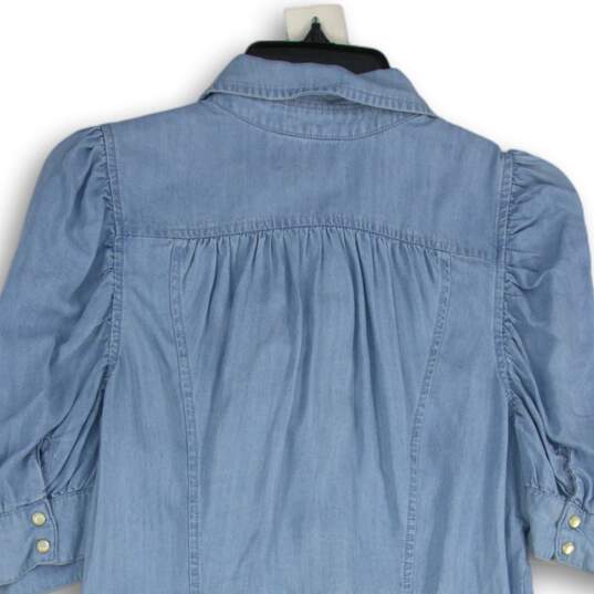 NWT Dear John Womens Blue Spread Collar Short Sleeve Shirt Dress Size Small image number 4