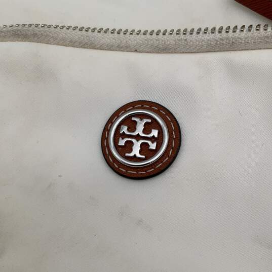Tory Burch Womens White Brown Adjustable Strap Drawstring Crossbody Purse image number 5