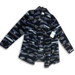 NWT Mens Black Gray Shawl Neck Long Sleeve Fleece Cardigan Sweater Size S