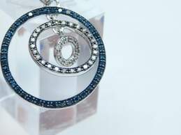 10K White Gold Blue Brown & White Diamond Accent Concentric Circle Necklace 3.1g