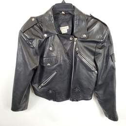Bebe Women Black Asymmetrical Leather Jacket L