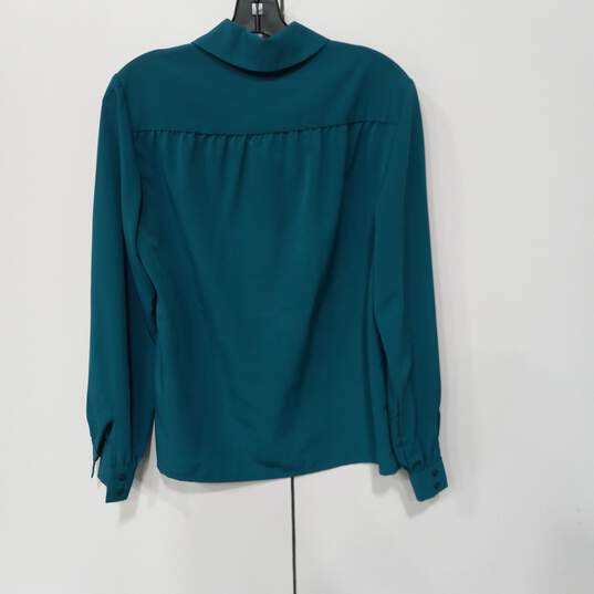 Vintage Pendleton Women's Teal Green Blouse Size 10 image number 2