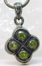 Irish 925 Faceted Peridot Rounded Cross & Connemara Marble Pendants Necklace & Shell Scrolled & Knot Band Rings 17.2g image number 3