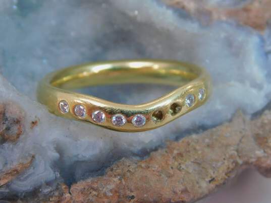 Tiffany & Co Elsa Peretti 18K Yellow Gold 0.10 CTTW Bezel Set Diamond Wedding Band Ring- For Repair 4.0g image number 2