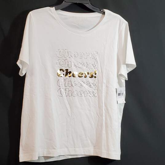 Kate Spade Women White Graphic Tee XL NWT image number 1