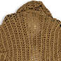 NWT Womens Brown Crochet Short Sleeve Open Front Cardigan Sweater Size XL image number 4