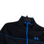 Womens Black Blue Mock Neck Long Sleeve Activewear Full-Zip Jacket Size S image number 3