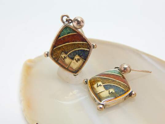 Artisan 925 Carolyn Pollack Twin Peaks Multi Gemstone Dangle Earrings 6.3g image number 1