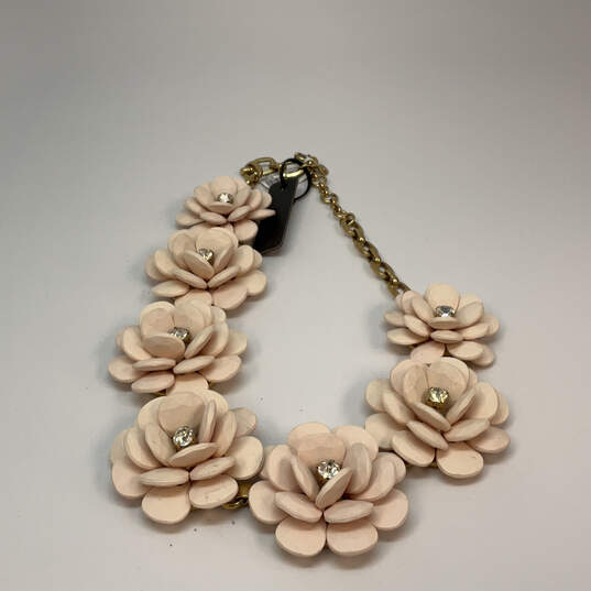 Designer J. Crew Gold-Tone Link Chain Floral Clasp Statement Necklace image number 2