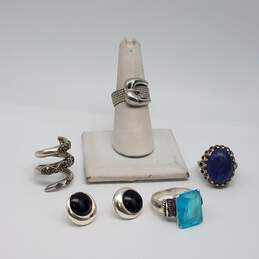 Sterling Silver Assorted Gemstone Post Earring Sz 3-7 1/2 Ring Bundle 32.2g