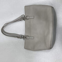 Womens Gray Faux Leather Outer And Inner Pocket Double Handle Tote Bag