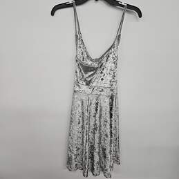 Silver Velvet Sleeveless Dress