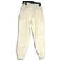 Womens White Elastic Drawstring Waist Slash Pocket Cargo Jogger Pants Size L image number 2