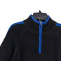 Mens Black 1/4 Zip Long Sleeve Mock Neck Pullover Sweater Size Large image number 3