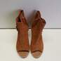 TOMS Majorca Brown Suede Peep Toe Fringe Ankle Zip Heel Boots Shoes Size 9.5 image number 6