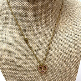 Designer Juicy Couture Gold-Tone Pink Rhinestones Heart Pendant Necklace