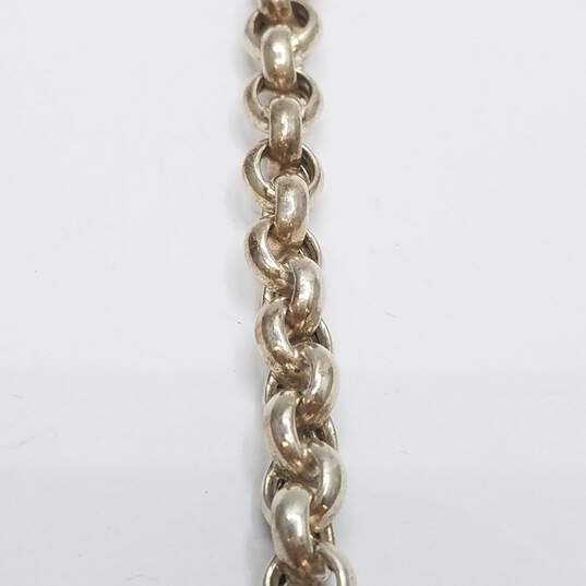 Sterling Silver Rolo Chain Heart Tag 8" Toggle Bracelet 15.8g image number 3