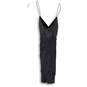 Womens Gray Shimmer Sleeveless V-Neck Spaghetti Strap Wrap Dress Size Small image number 2