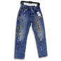 NWT Womens Blue Paint Splatters Denim High Rise Straight Leg Jeans Size 26 image number 1