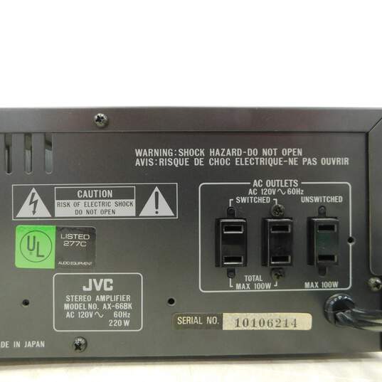 VNTG JVC Brand AX-66 Model Stereo Integrated Amplifier w/ Attached Power Cable image number 7