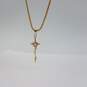 14k Gold Singapore 18 Inch Chain w/Cz Cross Pendant 4.8g image number 1
