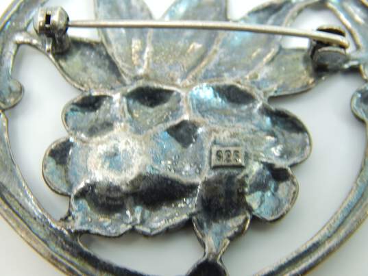 Vintage Sterling Silver Floral Brooch 13.5g image number 4