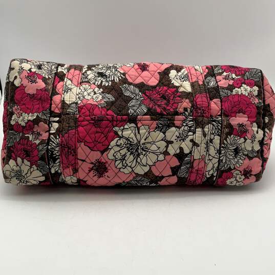 Vera Bradley Womens Pink Brown Floral Mocha Rouge Double Handle Duffle Bag image number 5