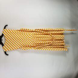 Loft Women Yellow White Striped Sleeveless Dress Mid M 8 NWT alternative image