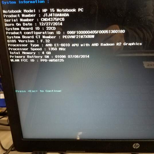 HP 15in Laptop AMD E1-6010 CPU Radeon R2 APU 4GB RAM 500GB HDD image number 9