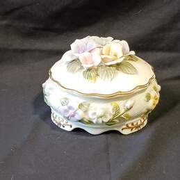 Vintage Ceramic Floral Themed Jewelry Storage