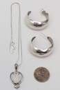 Artisan Sajen Sterling Silver Druzy Pendant Necklace & Hoop Earrings 11.5g image number 2