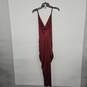 Red Silky Wrap V Neck Sleeveless Dress image number 4