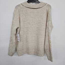 Beige V Neck Polo Sweater alternative image