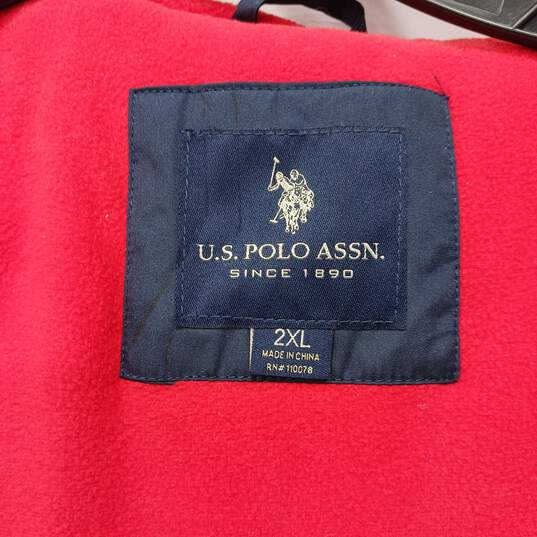 Men's U.S. Polo Assn. Red & Blue With White Hood Jacket Size 2XL image number 4