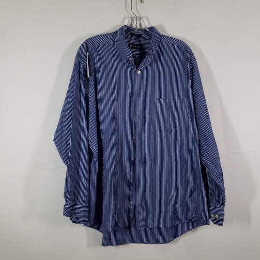 Mens Striped Regular Fit Long Sleeve Collared Dress Shirt Size X-Large image number 1
