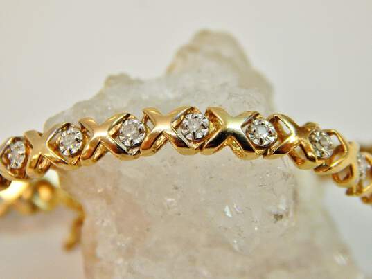 10K Yellow Gold 0.45 CTTW Diamond XO Tennis Bracelet 8.3g image number 3