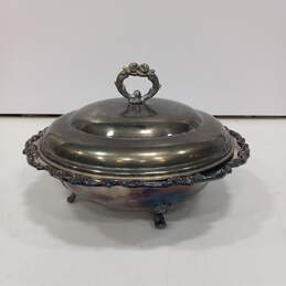 Lunt Silverplated & Glass Divided Serving Platter & Lid