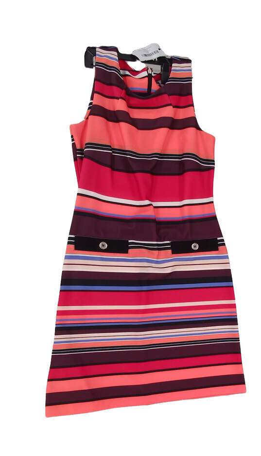 Womens Multicolor Striped Back Zip Sleeveless Shift Dress Size 8 image number 1
