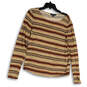 Womens Multicolor Striped Long Sleeve Round Neck Pullover Blouse Top Size L image number 1