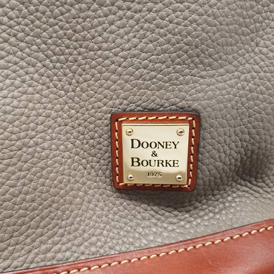 Dooney & Bourke Taupe Leather Top Handle Satchel Bag image number 7